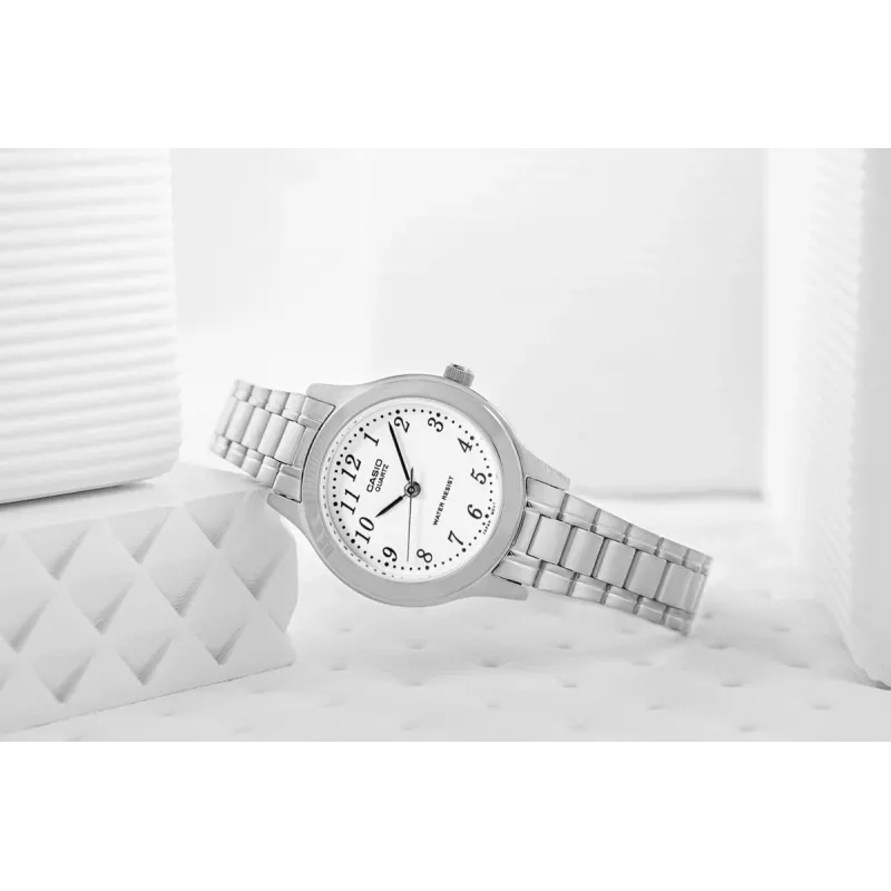 CASIO Reloj analógico de cuarzo para mujer LTP-1128A-7B 33mm esfera plateada acero inoxidable