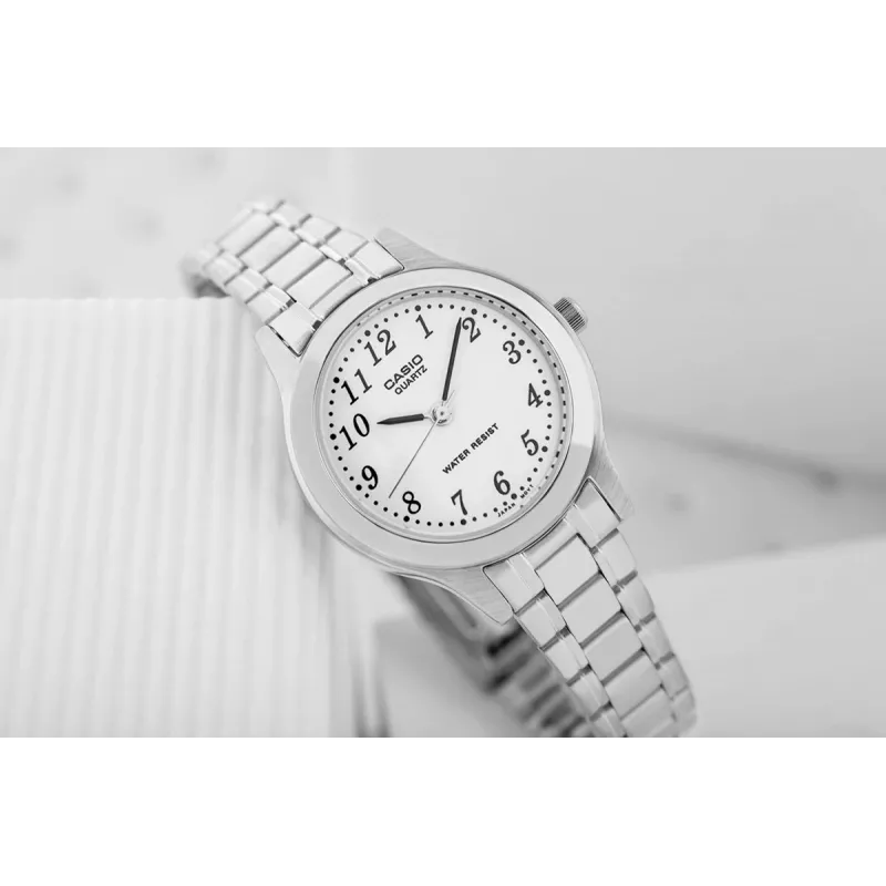 CASIO Reloj analógico de cuarzo para mujer LTP-1128A-7B 33mm esfera plateada acero inoxidable