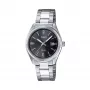 CASIO Reloj de mujer analógico de cuarzo LTP1302PD1A1V, acero inoxidable plateado, esfera negra, resistencia al agua 50 m