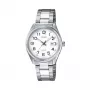 CASIO Mujer LTP1302PD7BVE Reloj analógico de cuarzo, 34,5mm caja de acero inoxidable, esfera plateada, indicador de fecha
