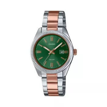 Reloj de mujer CASIO analógico de cuarzo LTP1302PRG3AV 34,5 mm oro rosa acero inoxidable esfera verde