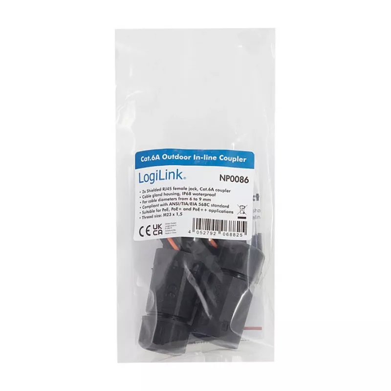 Acoplador de exterior CAT6a IP68 RJ45 hembra a hembra conector Ethernet apantallado