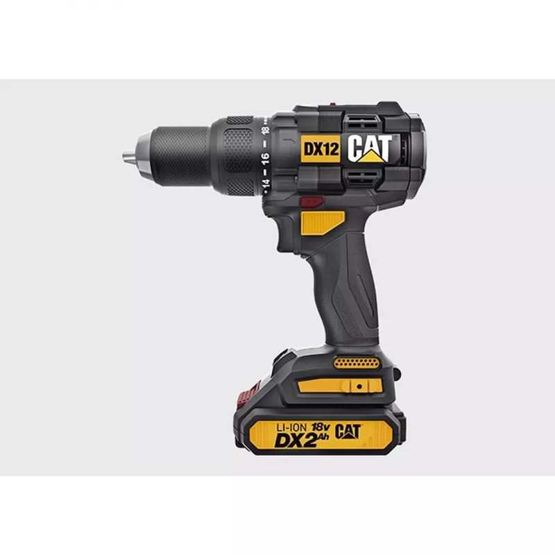 CATERPILLAR DX12 Atornillador-taladro inalámbrico sin escobillas 18V Set 2x2,0Ah Li-Ion
