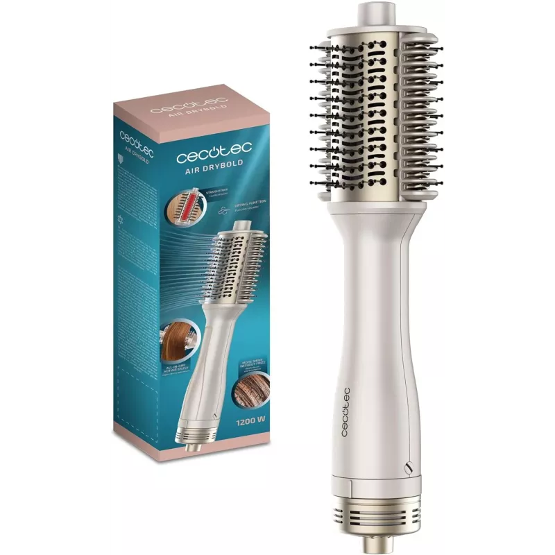 Cecotec Air Brush con placas calefactoras Air DryBold sistema de calor cerámico cuidado iónico 1200 W oro/blanco