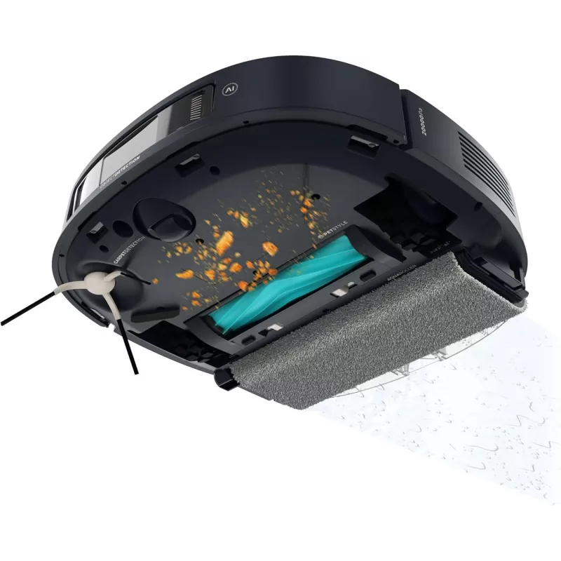 Robot aspirador Cecotec Conga Z100, aspiración en húmedo y en seco, 20000 Pa, 320 min de autonomía, 5200 mAh, depósito de polvo de 3 L, Negro