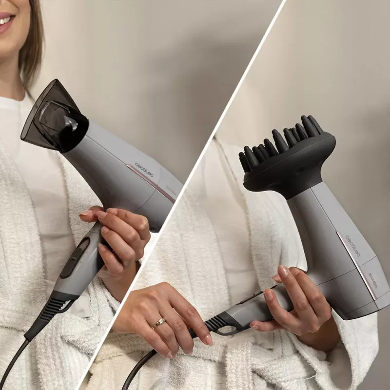 Cecotec IoniCare Power&Go Heaven Secador de pelo iónico 2000 W con difusor, Gris