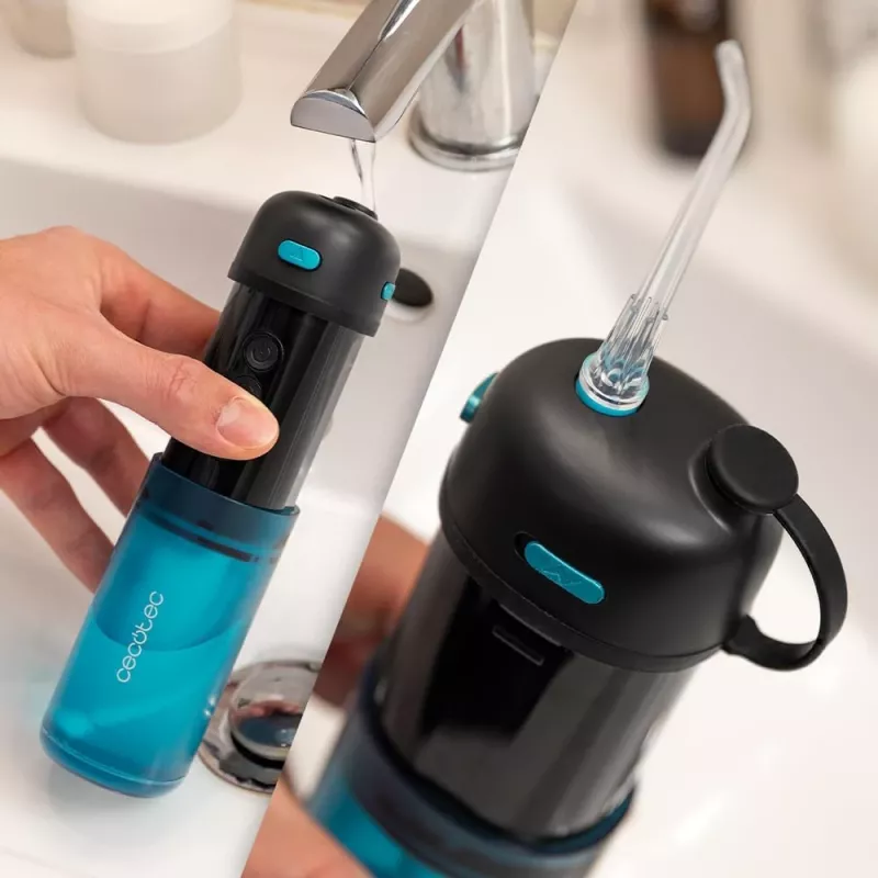 Cecotec Irrigador bucal ToothCare Jet Splash 150 ml negro/azul 2 boquillas