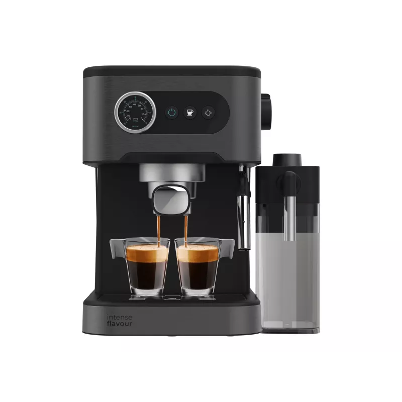 Cecotec Power Espresso 20 Pro Latte Cafetera, 20 bares de presión, espumador de leche integrado, semiautomática, Negra, 1350 W