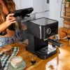 Cecotec Power Espresso 20 Pro Latte Cafetera, 20 bares de presión, espumador de leche integrado, semiautomática, Negra, 1350 W