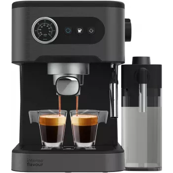 Cecotec Power Espresso 20 Pro Latte Cafetera, 20 bares de presión, espumador de leche integrado, semiautomática, Negra, 1350 W