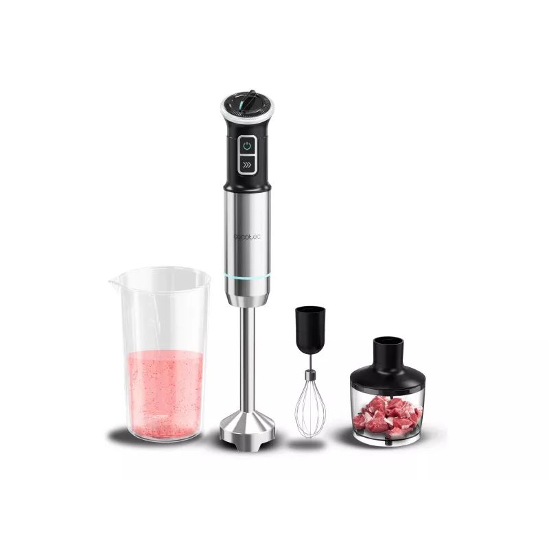 Batidora de mano Cecotec Power Neutron 1100MAX Cream&Crush 1100W velocidad ajustable turbo picadora negra/plata