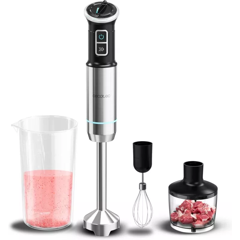 Batidora de mano Cecotec Power Neutron 1100MAX Cream&Crush 1100W velocidad ajustable turbo picadora negra/plata