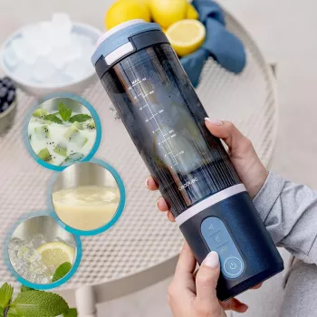 Cecotec Power Titanium Shake2Go Batidora portátil, 180 W, recipiente libre de BPA, 0,6 L, Lagoon