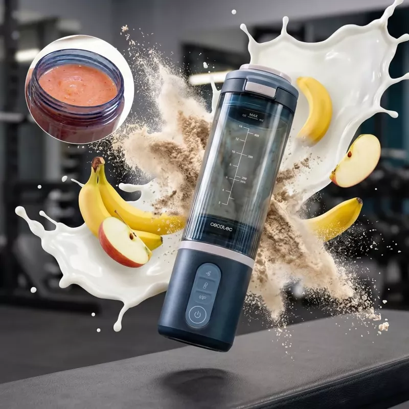 Cecotec Power Titanium Shake2Go Batidora portátil, 180 W, recipiente libre de BPA, 0,6 L, Lagoon