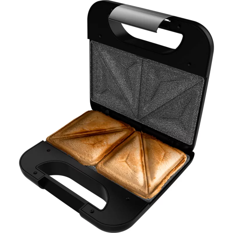 CECOTEC Rock'nToast Classic+ Sandwichera (acero inoxidable/negro, 800 W, para 2 personas)