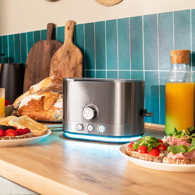 CECOTEC Tostadora Shine&Toast Double (acero inoxidable, 850 W, 2 rebanadas)