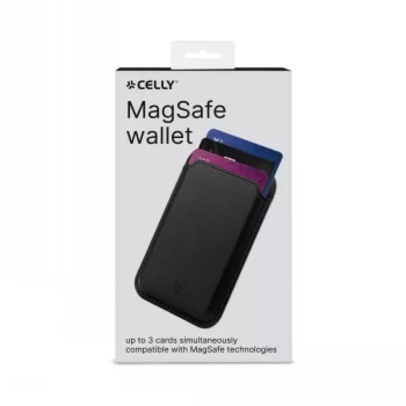 CELLY MAGWALLETBK Cartera magnética MagSafe con bloqueo RFID, negra