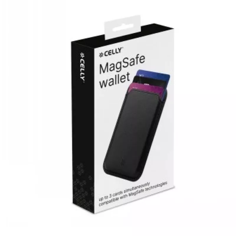 CELLY MAGWALLETBK Cartera magnética MagSafe con bloqueo RFID, negra