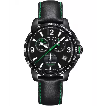 CERTINA DS Action Diver Automatic 42mm esfera negra reloj de acero con PVD oro rosa y correa de piel C034453360570
