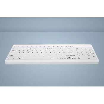 CHERRY Contour Active Key QuickClean AK-C7012 Teclado con cable, Negro, QWERTY, USB, CHERRY SX Scissor Technology, 105 teclas, diseño Slim, superficie desinfectable