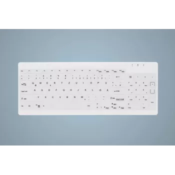 CHERRY Contour Active Key QuickClean AK-C7012 Teclado con cable, Negro, QWERTY, USB, CHERRY SX Scissor Technology, 105 teclas, diseño Slim, superficie desinfectable