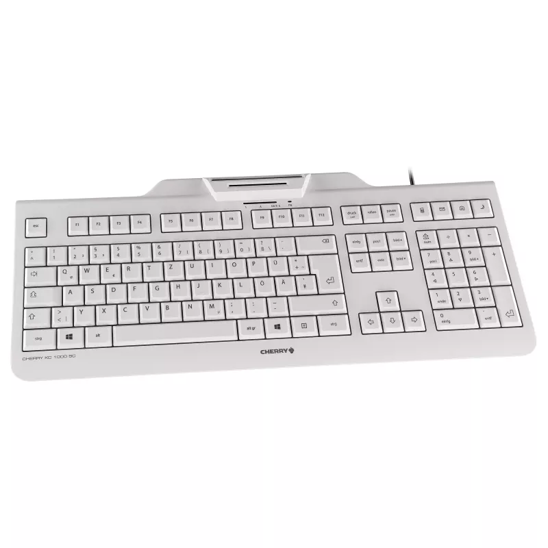 Cherry KC 1000 SC teclado USB con cable con lector de tarjetas inteligentes - distribución US/internacional, negro