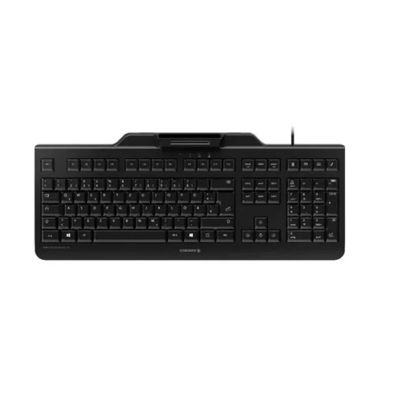 Cherry SECURE BOARD 1.0 teclado con cable con lector NFC, distribución UK, negro