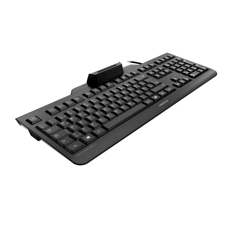 Cherry SECURE BOARD 1.0 teclado con cable con lector NFC, distribución UK, negro