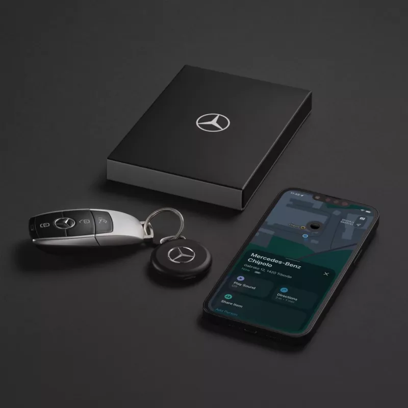 Chipolo LOOP Mercedes – rastreador Bluetooth recargable con lazo de silicona para iOS y Android, negro