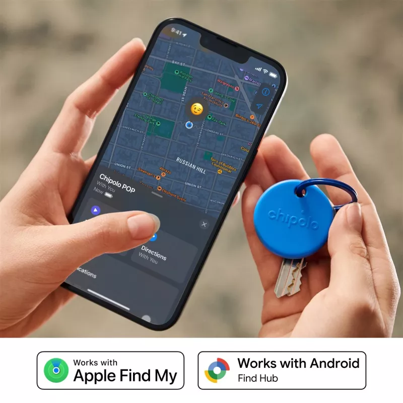 Chipolo POP – Rastreador Bluetooth con batería intercambiable para iOS y Android, pack de 4 - Negro, Blanco, Rojo, Azul