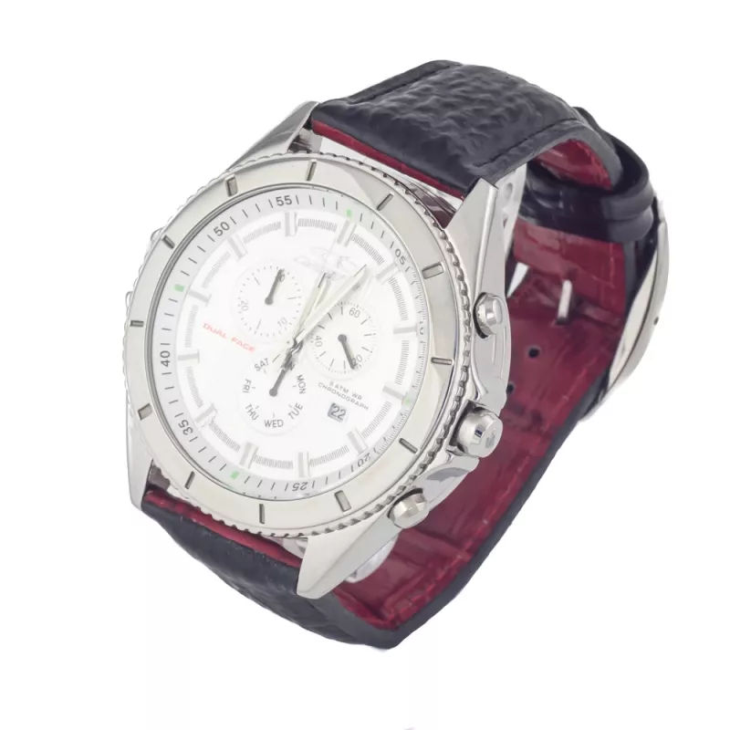Reloj cronógrafo de cuarzo CHRONOTECH MAN CT7636M-02 50mm esfera negra correa de piel