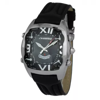 CHRONOTECH MAN CT7677M-02 reloj analógico de cuarzo 45mm esfera negra correa de piel