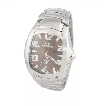CHRONOTECH MAN CT7988M-65M Reloj analógico de cuarzo 41mm acero inoxidable esfera negra correa milanesa plateada