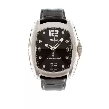 CHRONOTECH hombre RW0007 reloj analógico de cuarzo 40mm acero inoxidable esfera negra correa de piel