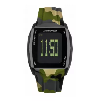 CHRONOTECH hombre RW0022 reloj analógico de cuarzo 35mm caja de acero inoxidable esfera negra correa de piel