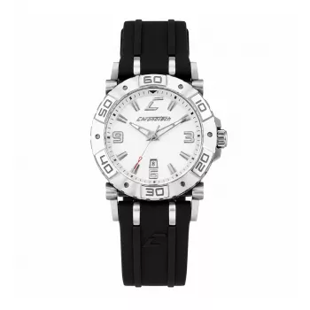 CHRONOTECH hombre RW0038 reloj analógico de cuarzo 39mm caja de acero inoxidable esfera negra correa de piel negra