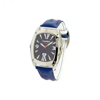 CHRONOTECH Reloj unisex CT7696M-13 (40mm) - Analógico de cuarzo, acero inoxidable, esfera negra, correa de piel