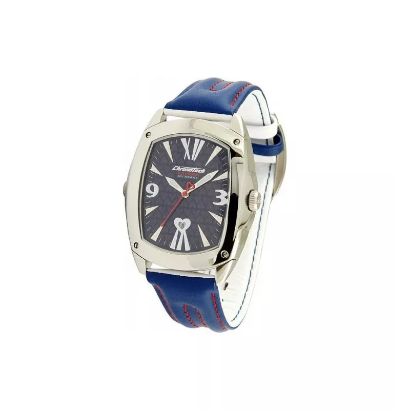 CHRONOTECH Reloj unisex CT7696M-13 (40mm) - Analógico de cuarzo, acero inoxidable, esfera negra, correa de piel