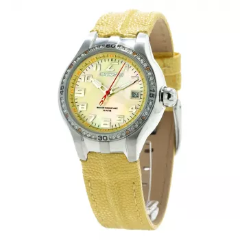 CHRONOTECH Woman CT7980L-05S Reloj analógico de cuarzo 37mm esfera blanca correa de piel blanca