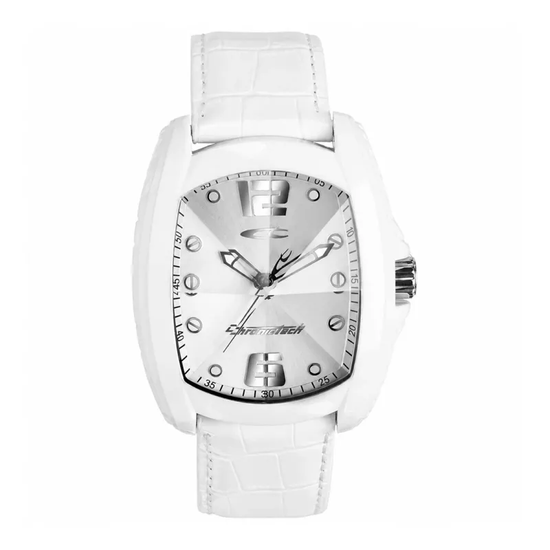 CHRONOTECH Reloj de mujer RW0009 35mm cuarzo analógico acero inoxidable piel blanco