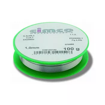 Hilo de soldadura sin plomo Cimco 150154 Sn99.3Cu0.7 1,0mm 250g DIN EN 29453-4