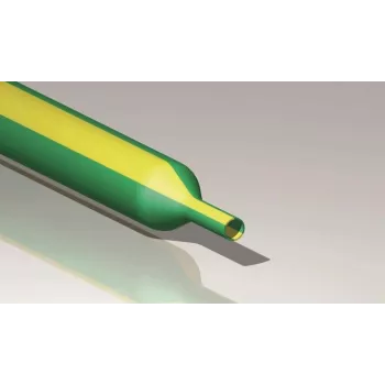 Cimco Tubo termorretráctil 19,0/9,0 mm, 5 m, 2:1, pared fina, verde/amarillo, caja 181646