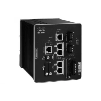 Cisco ISA 3000 Industrial Security Appliance con 2 puertos de cobre y 2 de fibra, rendimiento de firewall 1 Gbps, montaje en carril DIN