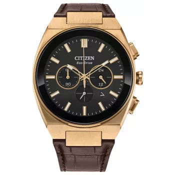 CITIZEN Eco-Drive Cronógrafo reloj CA4583-01E 43mm piel marrón