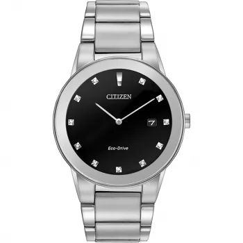 CITIZEN Reloj Eco-Drive para hombre AU1060-51G 40mm Acero inoxidable esfera negra