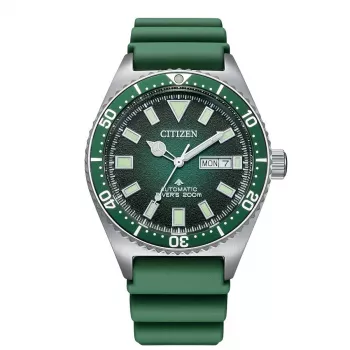 CITIZEN Reloj automático de buceo de hombre NY0121-09X 41mm Esfera verde Correa de caucho