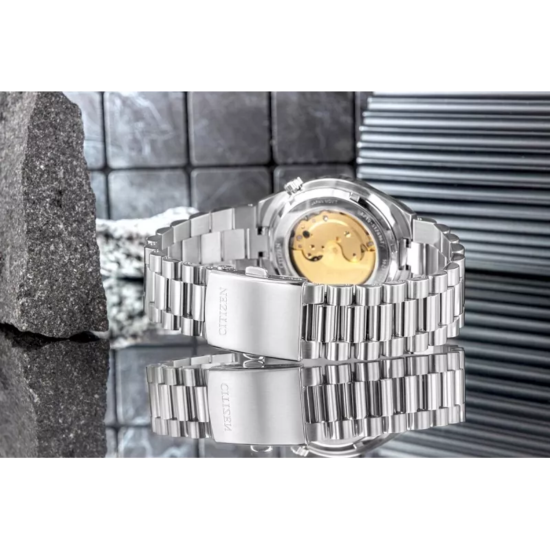 CITIZEN reloj de hombre automático NJ0159-86X 40mm brazalete de acero inoxidable dorado esfera verde