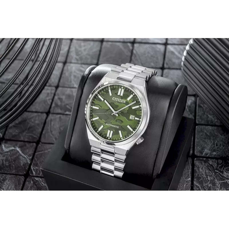 CITIZEN reloj de hombre automático NJ0159-86X 40mm brazalete de acero inoxidable dorado esfera verde