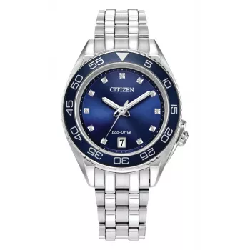 CITIZEN Reloj Eco-Drive para mujer Acero inoxidable FE6160-57L 35,4mm Esfera azul