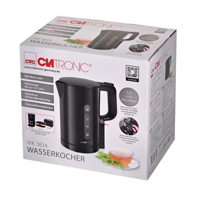 CLA WK 3834 hervidor de agua 1L 1100W negro